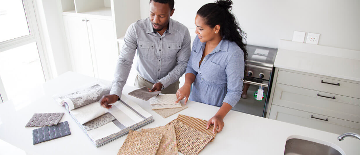 Couple planning home renovation