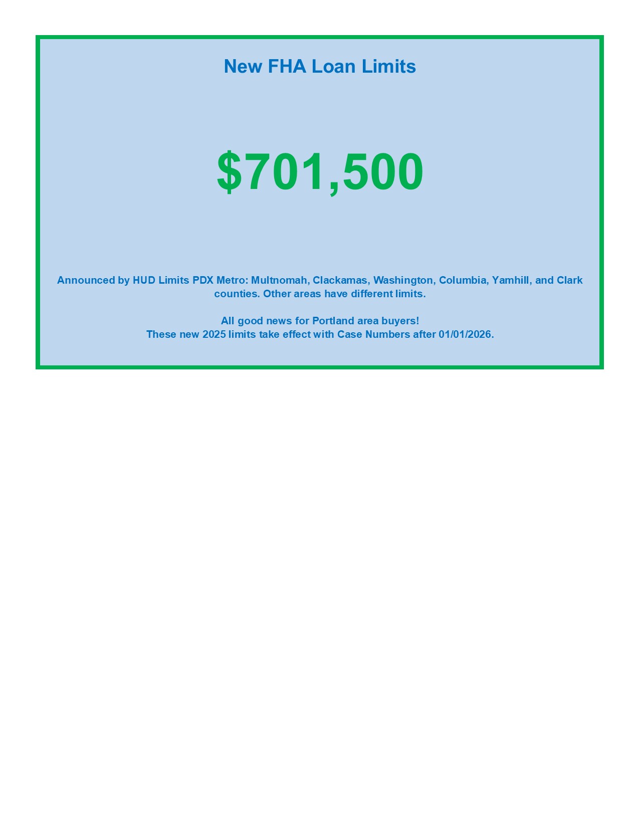 FHA Limit 2026 $701500
