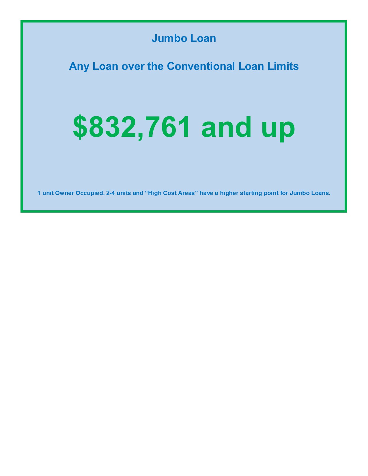 Jumbo loan is $832,750 and up